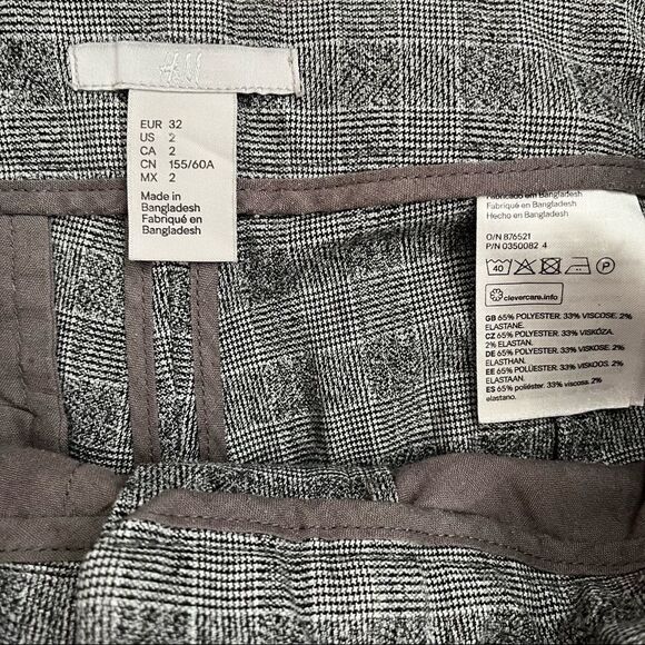 H&M Dress Pants Size 2 Gray Slit Pockets Checkered Pattern - Picture 2 of 8